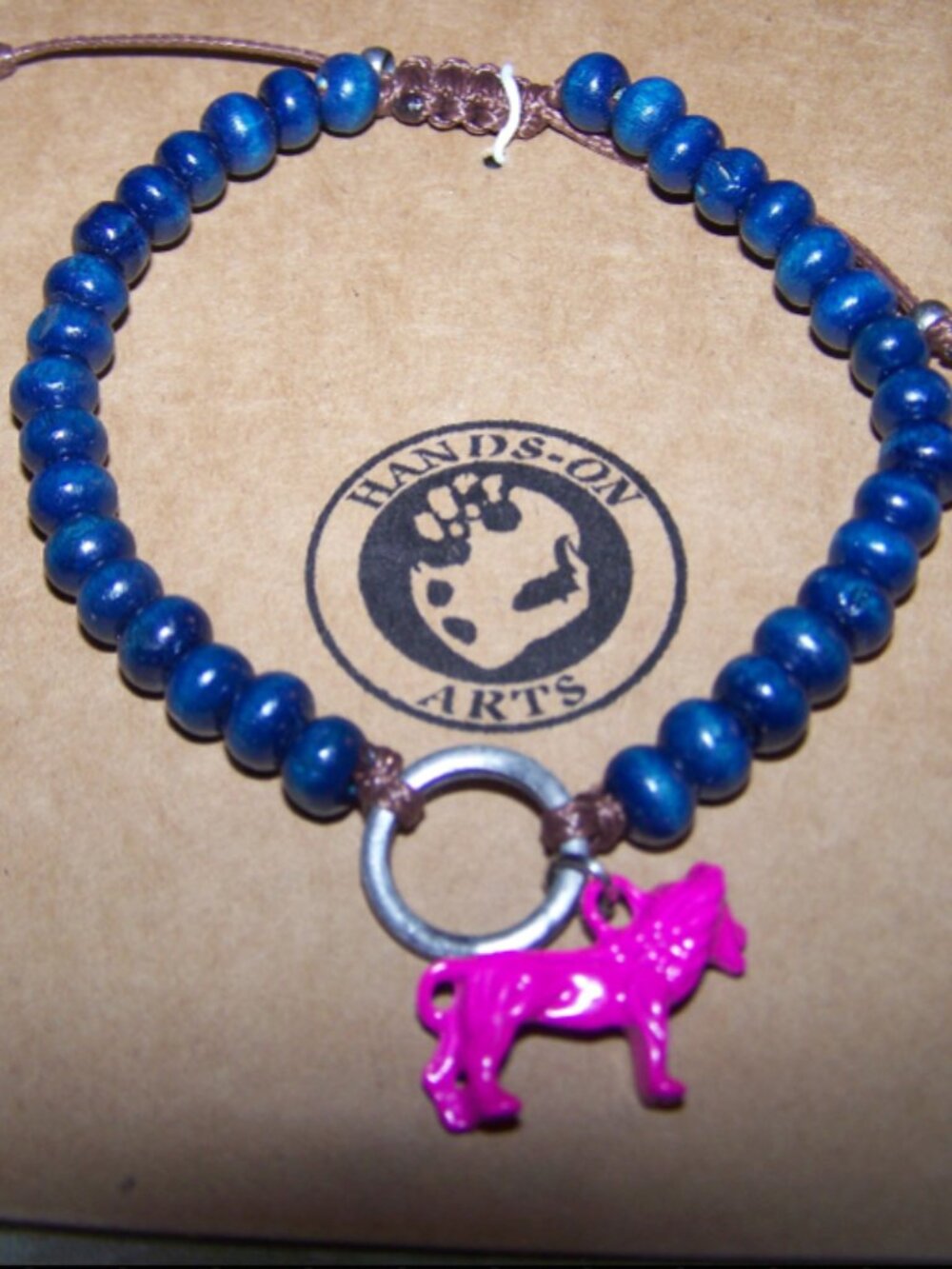 Handmade NWT Adjustable Beaded Bracelet with Lion Charm